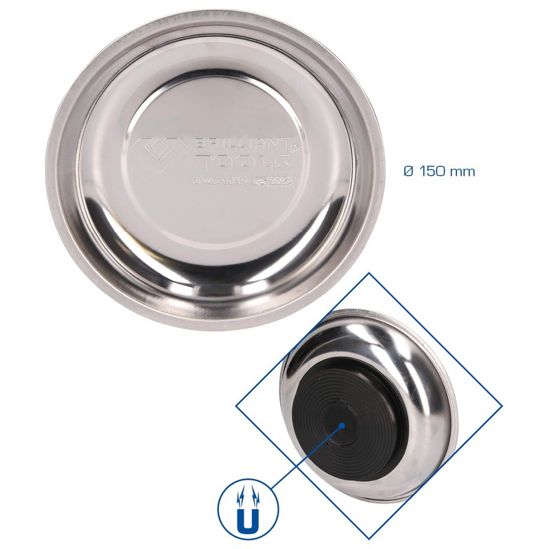 BRILLIANT TOOLS BT691160 Stainless Steel Magnetic Plate Diameter 15 cm