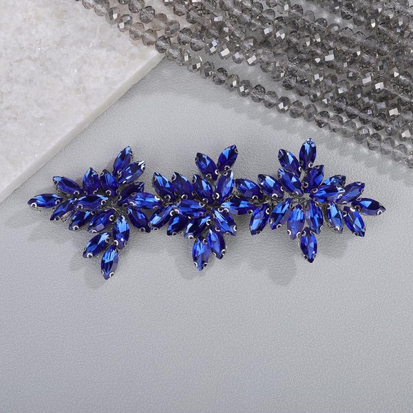Teyglen Bride Rhinestone Wedding Hair Clips Bridal Blue Crystal Hair