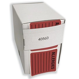 Tabbies Allergy Warning Labels, Allergies, 2 X 2, Fluorescent Red, 500/roll