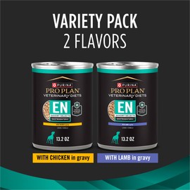 Purina Pro Plan Veterinary Diets EN Savory Selects Gastroenteric with Chicken and with Lamb in Gravy Gastrointestinal Dog Food Variety Pack - (Pack of 12) 13.2 oz. Cans