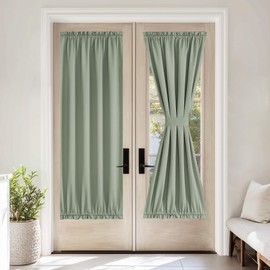 NICETOWN 100% Blackout French Door Curtain,Privacy Thermal Insulated Window Curtain with Adjustable Tieback for Glass Front Sliding Patio Door, 1 Panel, 36W x 72L, Sage Green
