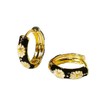 Enamel Flower Huggie Hoop Earrings (Black)