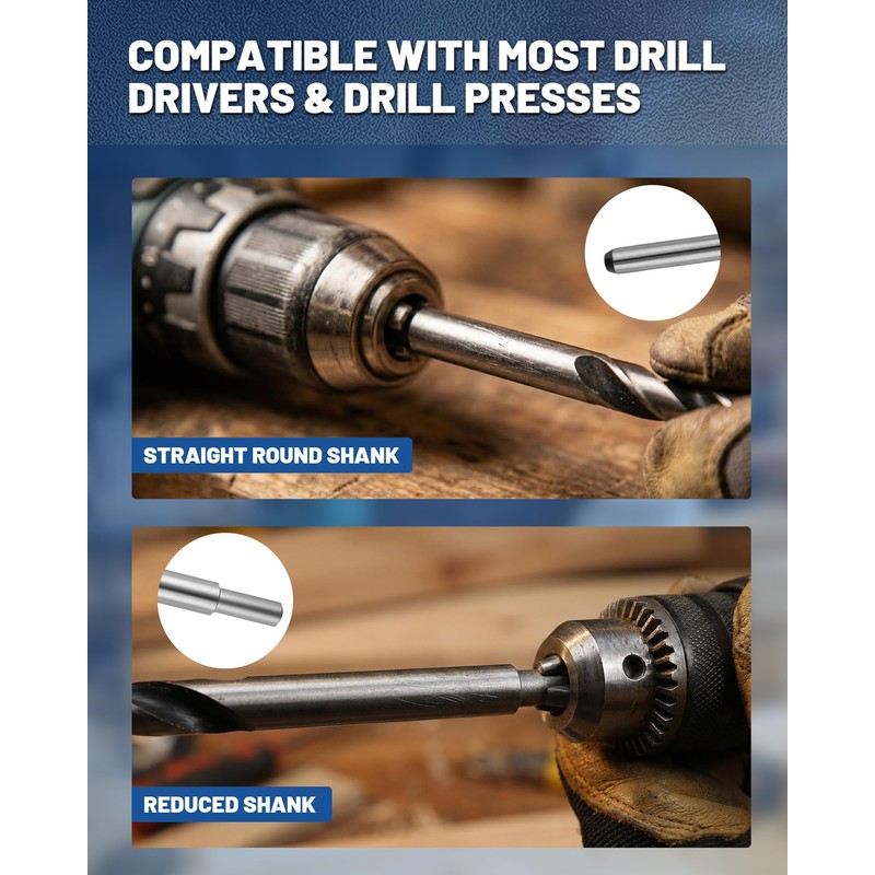 12” Extra Long Drill Bit Set, 10PCS Brad Point Drill