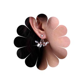 Inateannal Boho Crystal Leaf Ear Jacket earrings Gold Rhinestone Leaf Climber Earrings Vintage Cz Leaf Stud Earrings Front Back Earrings Jewelry for Women and Girls