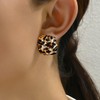 Leopard Earrings for Women Gold Plated Retro Geometric Rectangle Vintage