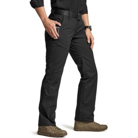 CQR Women's Flex Stretch Tactical Pants, Outdoor Hiking Pants with Pockets, Water Resistant Ripstop Work Pants, Sub Rosa Black, 8