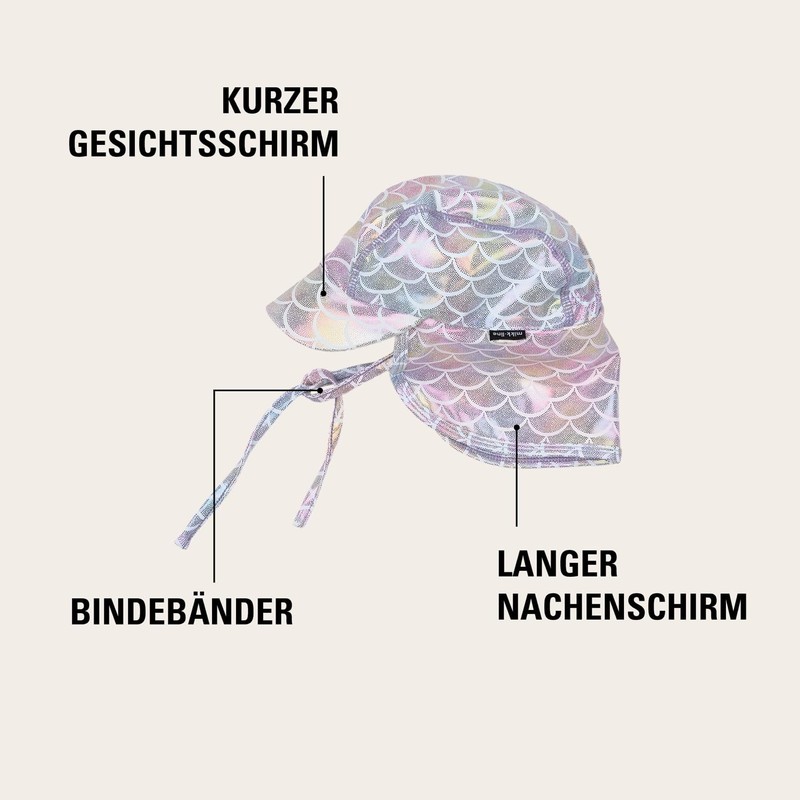 Mikk-line Baby Sonnenhut mit Nackenschutz | Leichter Sommerhut mit Bindebändern