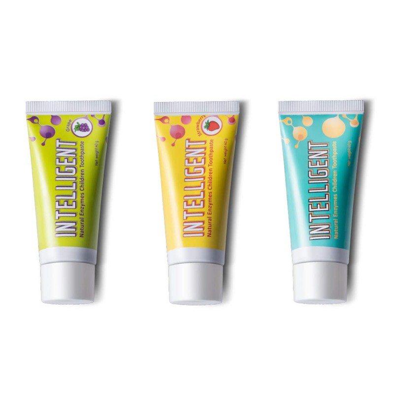 【台湾製】インテリジェント歯磨き粉 子供用 4つの天然由来の酵素配合 フッ素なし 無発泡 ストロベリーの香味 40g×1個セット