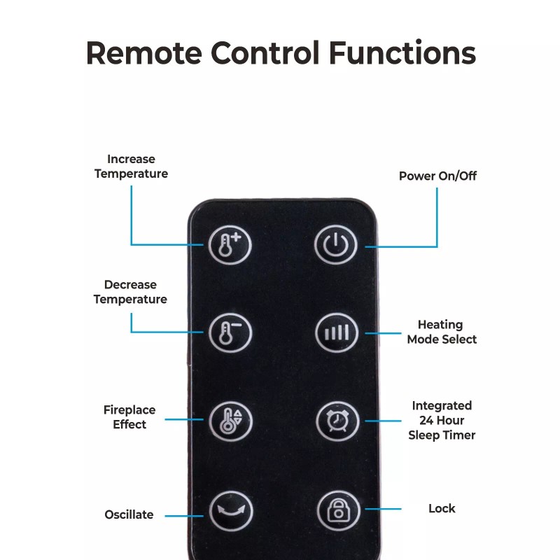 Comfort Zone Oscillating 18" Tower Space Heater with 3D Flame