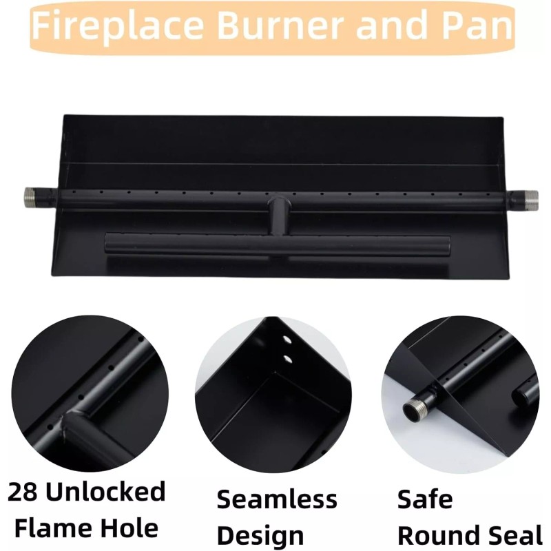 Garvee 22.5"x6" Rectangle Drop-in Fire Pit Pan Burner Kit Natural