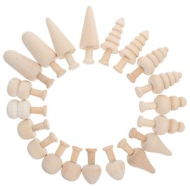 LALAFINA 20pcs Mini Wooden Trees Christmas Tree Craft Snowman DIY Crafts Peg Home Decor Ornament for Projects Easter and Christmas Party