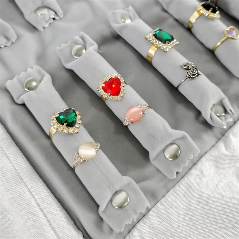 SCIKHEFT Portable Jewelry Roll Secure Ring Pouch Foldable Rings Case