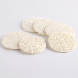 30 Pcs Natural Loofah Sponge Pads, 2.17 Inch Exfoliating Pads for Face & Body, Gentle Makeup & Dead Skin Removal Scrubber for All Skin Types, Men Women Travel-Friendly Facial Cleansing Pads