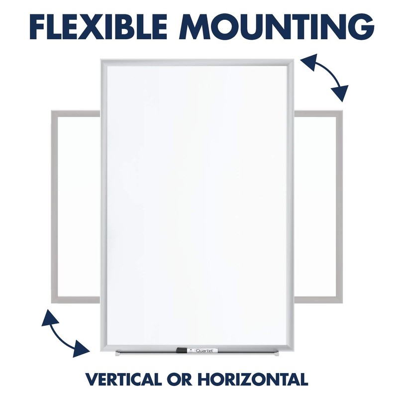 Quartet Magnetic Whiteboard, 4' x 3' White Board, Nano-Clean, Silver