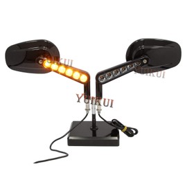 Motorcycle Rear View Mirrors M8 Full Aluminum Mirrors With Signals Muscle eye-catching LED Turn Signals Light indicators Mirror compatible with HARLEY Softail/Fat Boy/Deluce