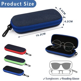 Klerbesh 3 Pack Denim Fabric Glasses Case Fashion Hard Glasses Case Portable Travel Glasses Bag with Zipper, 3 Items, /