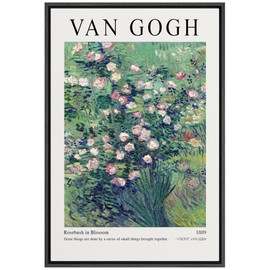 SIGNLEADER Framed Canvas Print Wall Art Rosebush in Blossom Van Gogh Botanical Brushstroke Illustrations Fine Art Traditional Colorful Multicolor for Living Room, Bedroom, Office - 16"x24" Black