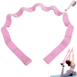 SAHENITEANA 1PCS Correa Elástica para Yoga - Banda de Resistencia Pilates, Diseño Segmentado, para Pilates, Yoga, Fitness, Gimnasia y Terapia Física (rosa)