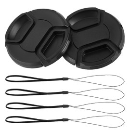 HNMZDS 2 Pack 49mm Lens Cap Center Pinch with Lens Cap Keeper Compatible with Nikon, Canon, Sony & Other DSLR Cameras (49mm)