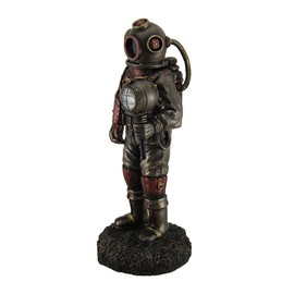 Veronese Design Lighted Steampunk Skeleton in Diving Suit Statue