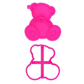 LissieLou Sitting Teddy Bear Cookie Cutter and Stamp Baby Shower Icing Fondant - Light Pink