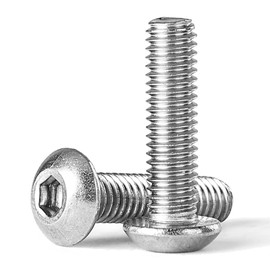#10-32 x 5/8" Button Head Socket Cap Screws Bolts 304 Stainless Steel, Allen Hex Drive, Machine Bright Finish Fully Threaded 50PCS