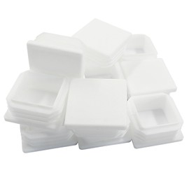 Hordion 12 Pcs 1 1/2" Square Plastic Plugs, White Tubing End Cap Chair Leg Inserts for Pipe Post Chairs Furniture