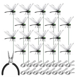 WFXSHparts 16 Pcs Large Dragon Fly Clips for Bugs Repellent Dragonfly to Keep Away Garden Stakes Decor Clip on Fake Dragonflies Flies, for Garden, Hat, Pet, Indoor & Outdoor Display (Black)