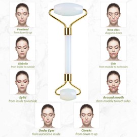LDATY Jade Roller,Quartz Face Roller, Facial Beauty Roller Skin Care Tools, Massager for Face, Eyes, Neck,Gua Sha Soothes, Body Muscle Relaxing, Improve Eye Puffiness Remove Wrinkles (L)