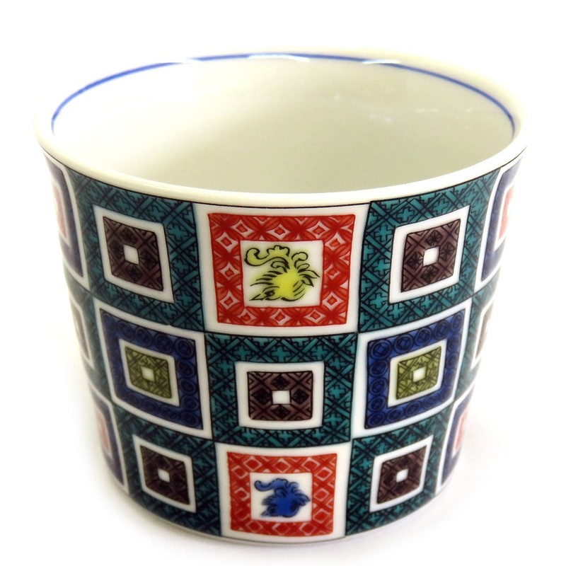 Sobachoko Stylish Kutani Ware Soba Bokokuchi, Colored Cobblestone Pattern, Ceramic,