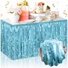 3 Pack Light Blue Tinsel Table Skirts