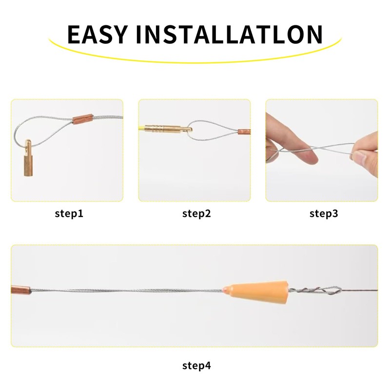50' Fiberglass Cable Wire Running Rod Coaxial Electrical Connectable Fish