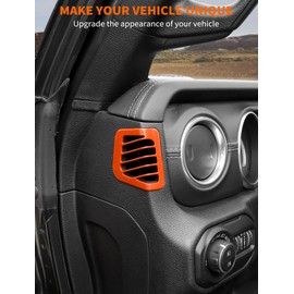 Savadicar Orange Interior Accessories - Dashboard Side Air Vent Trim Cover for 2018-2023 Jeep Wrangler JL JLU 4XE & Gladiator JT - Solid Color Interior Decor Upgrade Option, 2-Piece