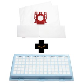 4 Replacement for Miele S548 Vacuum Bags, 4 Micro Filters & 1 HEPA Filter - Compatible with Miele Type FJM Bags, Micro Filters & SF-AH 30, SF-HA 30, AH30 Filter (2-Pack, 2 Bags Per Pack)