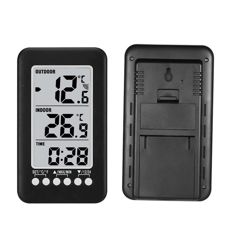 Hygrothermograph, Eacam LCD ℃/℉ Digital Wireless Indoor/Outdoor Thermometer Clock Temperature