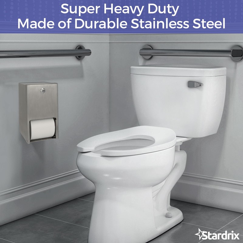 Stardrix 2 Roll Stainless Steel Commercial Toilet Paper Dispenser, Heavy