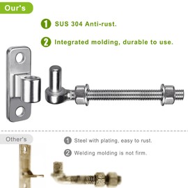 Insaga 10'' J Bolt Gate Hinge, Heavy Duty Gate Hinge for Wood Fence, One-Piece Molding Gate Hinge for Metal Gate, 304 Stainless Steel Welded Hinge for Farm Gate, 2Pack