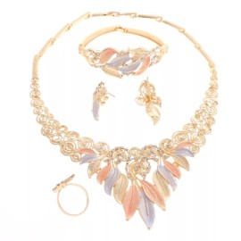 neXxtten New Gold Plated Metal Necklace Bracelet Earring Set YNK102-3T