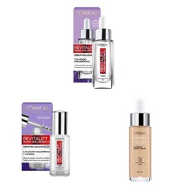 L'Oreal Paris Serum Facial Anti Arrugas Acido Hialuronico Revitalift L'Oreal Paris + Serum de Ojos Anti Líneas de Expresión Revitalift, 20 ml + Serum rellenador con color y ácido hialurónico