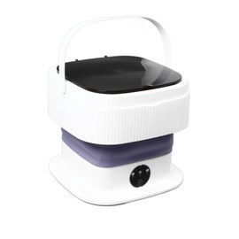 Portable Washing Machine 10L Foldable Mini Washer and Spin Dryer Deep Cleaning Compact Baby Clothes Underwear Washer for Apartment Dorm Camping RV Travel Laundry (Purple)