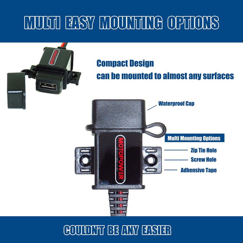 MOTOPOWER MP0609 3.1Amp Motorcycle USB Port SAE to USB Adapter