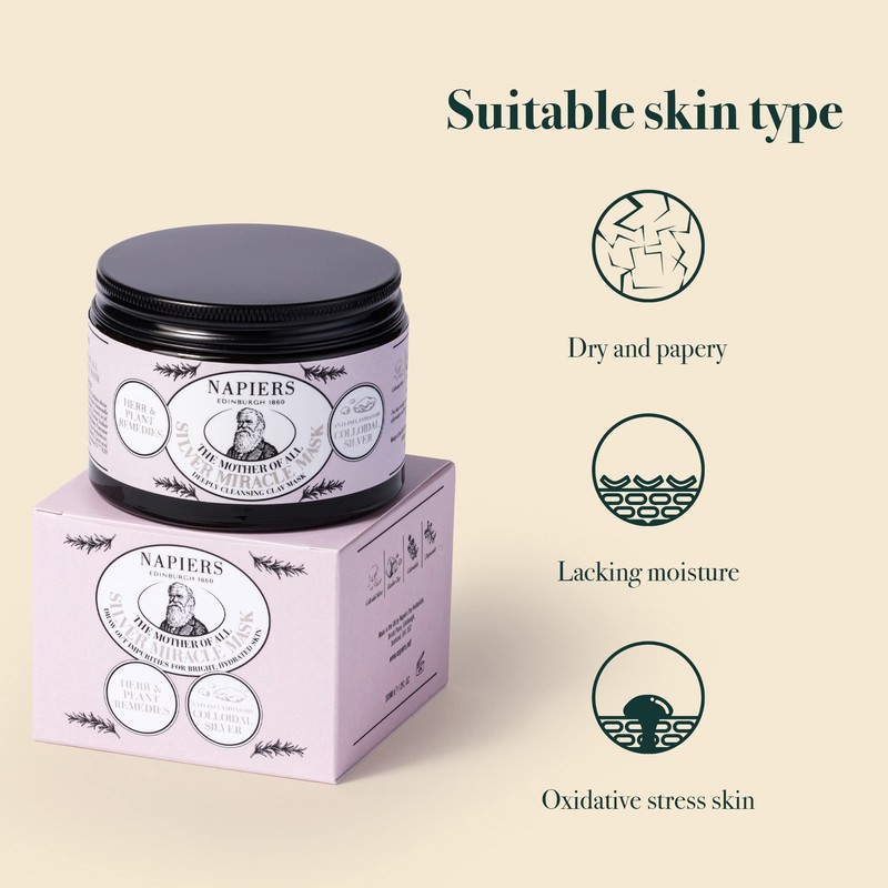 Napiers Miracle Clay Face Mask with Colloidal Silver - Anti-Aging,