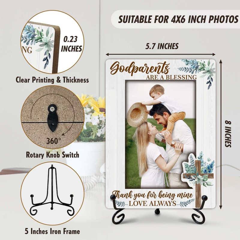 SIXEIGHT Godparents Appreciation Gift Godparent Wood Picture Frame Rustic to
