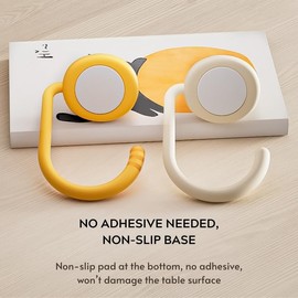 MIXNEX Cute Cat Bag Hook for Desk – No-Stick Backpack Hanger with Anti-Slip Base – Heavy-Duty, Damage-Free Cat Paw Design (Beige)