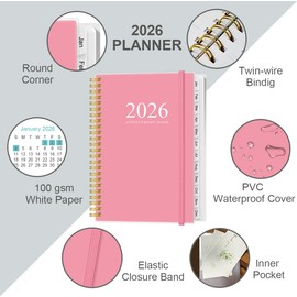 2026 Appointment Book & Planner - Hourly Planner from January 2026 -December 2026, Weekly Appointment Book 2026 with 30-Minute Interval, 6.4" x 8.5", Pink