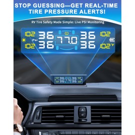 TPMS sensors Set of 4 & 6 Alarm Modes | Solar/USB Charger | LCD Display | for RV/Truck/SUV/MPV/Sedan | TPMS Kit