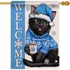 Artofy Welcome Winter Black Cat Large Decorative House Flag, Christmas