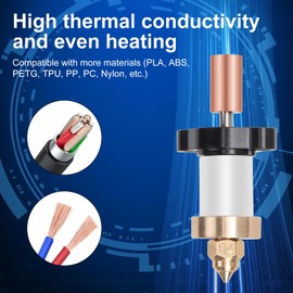 3D Printer Hotend Kit, Ceramic Heating Block Hot End Kit for Creality k1 Hotend Max Kit High Thermal Conductivity Heating Cartridge for Creality K1 K1 Max Extruder 3D Printers