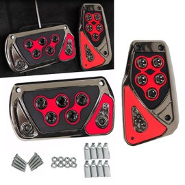 Merdege Pack of 2 Car Pedal Covers, Anti-Slip Vehicle Foot Treadle, 2.55In x 5.11In Automatic Pedal Pad, Universal Accessories for Most Cars (Red)