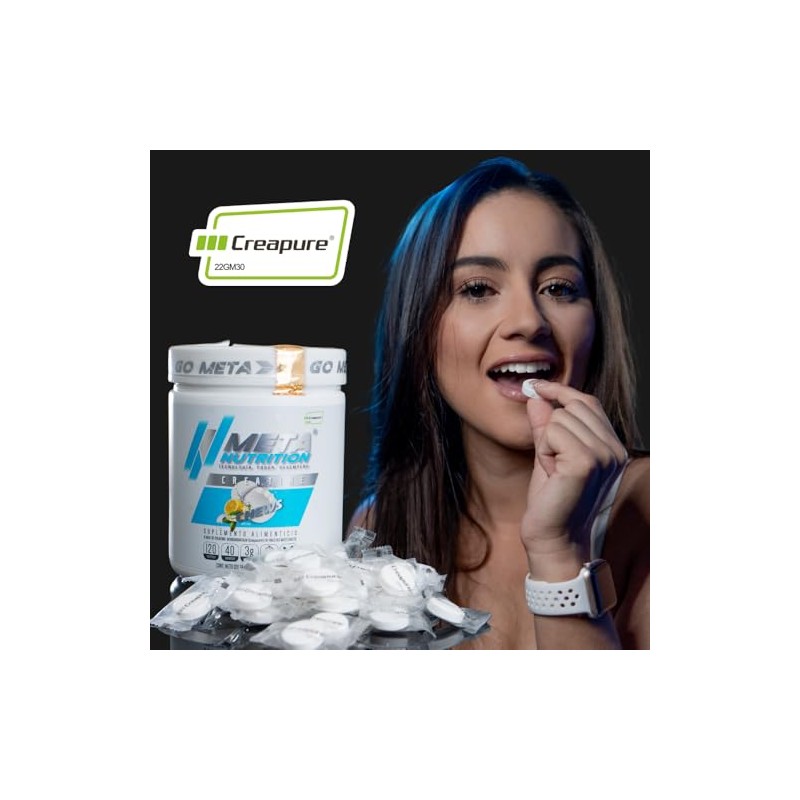 Meta Nutrition Creatine Chews, Creapure, Creatina en Prácticas Tabletas Masticables,